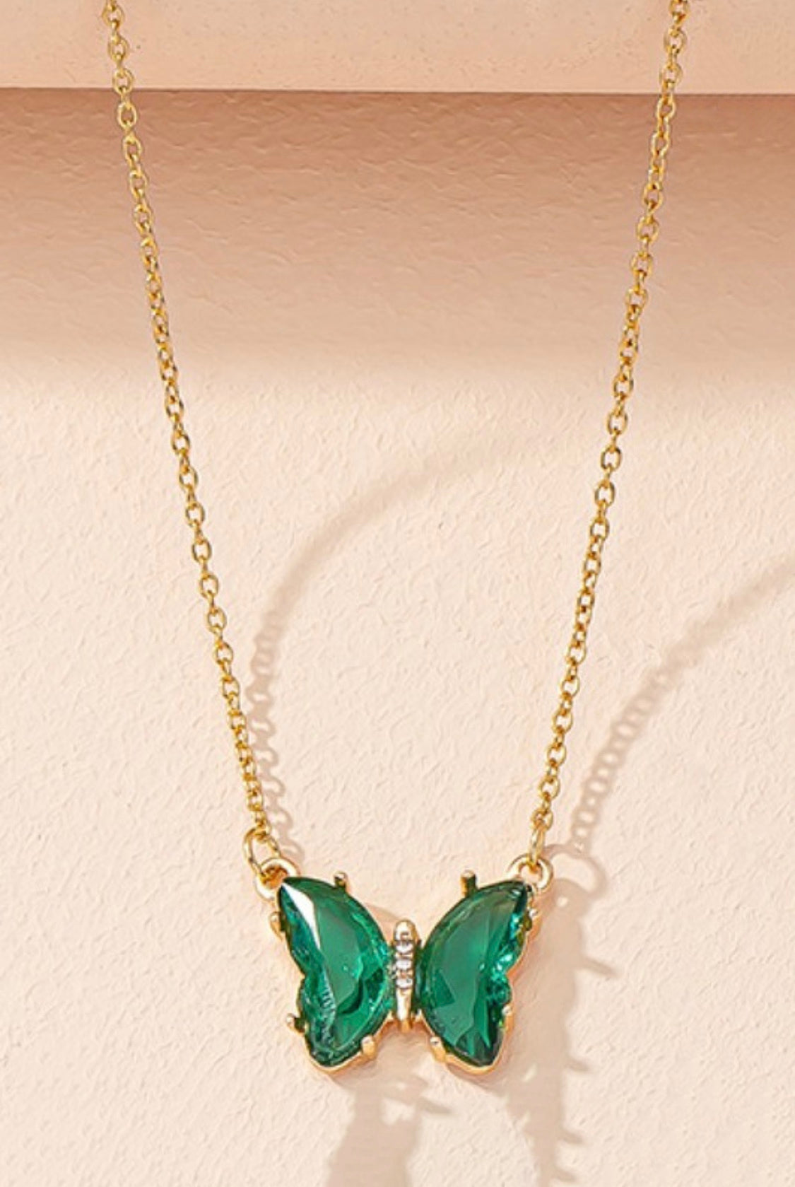 Butterfly Necklace Pink or Green - LimeLite Jewellery